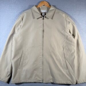 Vintage Perry Ellis Mens Khaki Full Zip‎ Lined Harrington Jacket Size Large